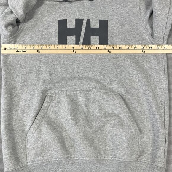 Helly Hansen Hoodie Mens Medium Gray Pullover Sweatshirt Organic Cotton Logo - Picture 4 of 6